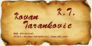 Kovan Taranković vizit kartica